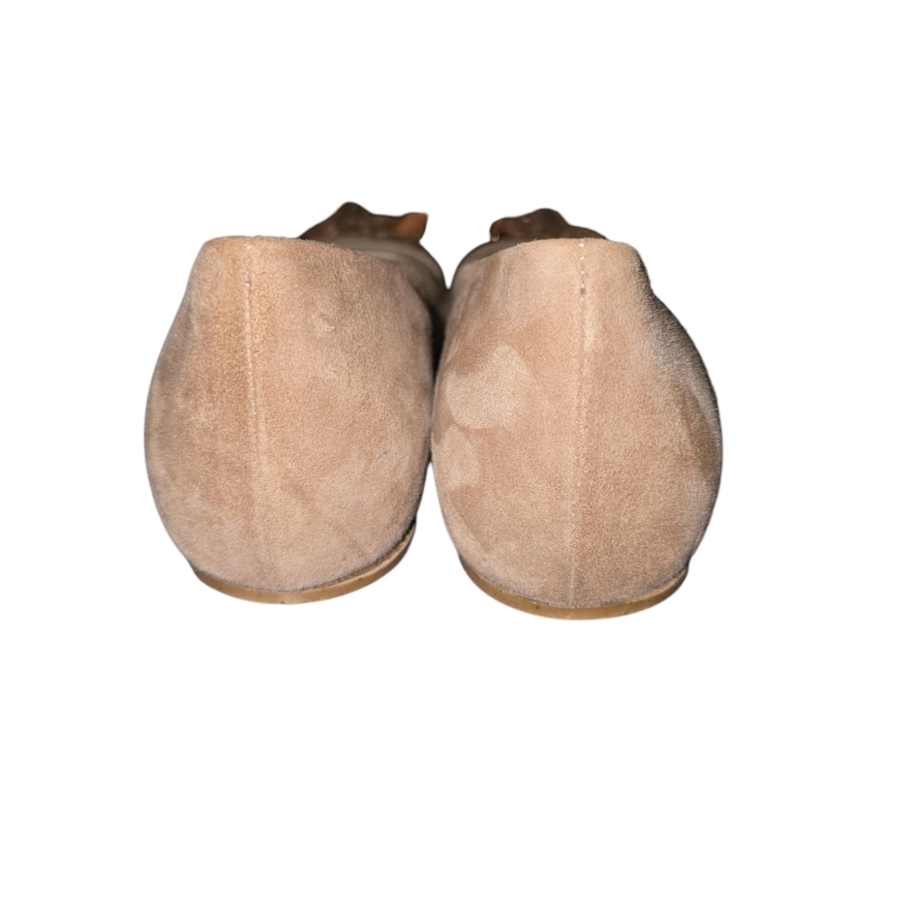 Butter Beige Flats with Metallic Mesh Bow - Picture 3 of 9